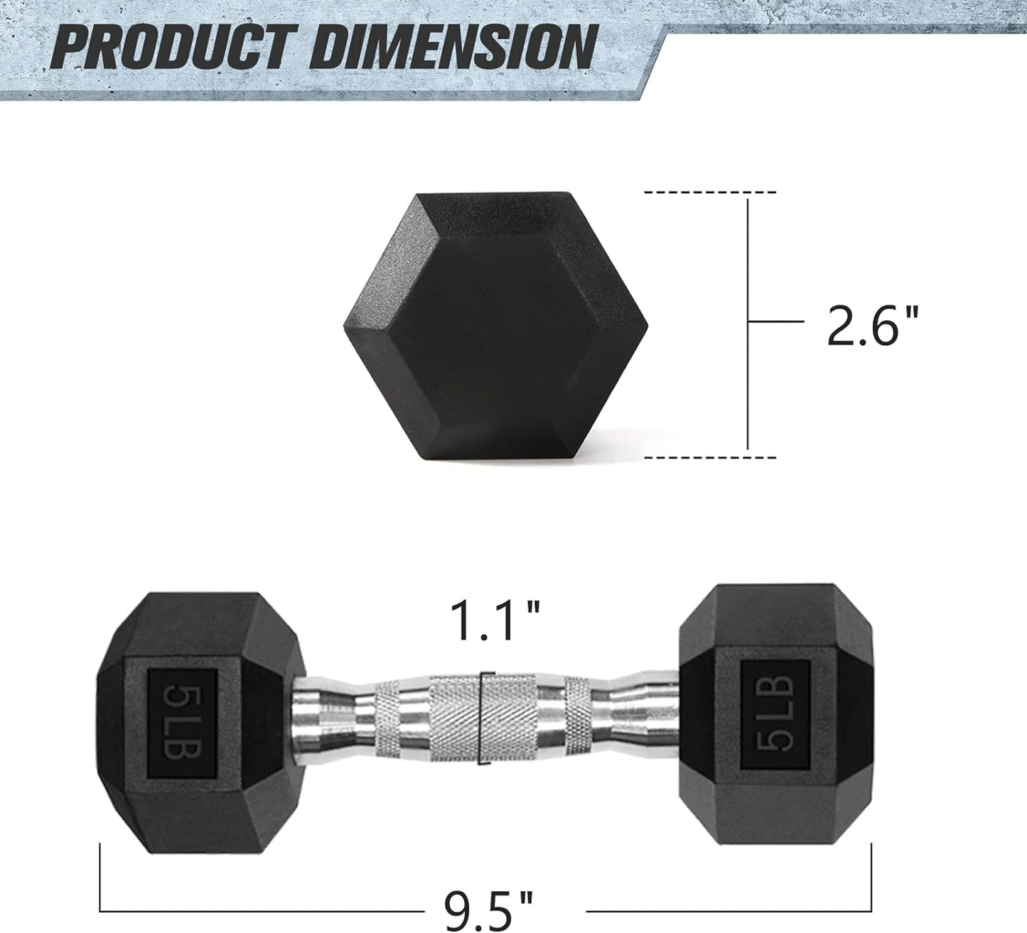 5-300LBS Rubber Encased Hex Dumbbell Sets with Optional Rack
