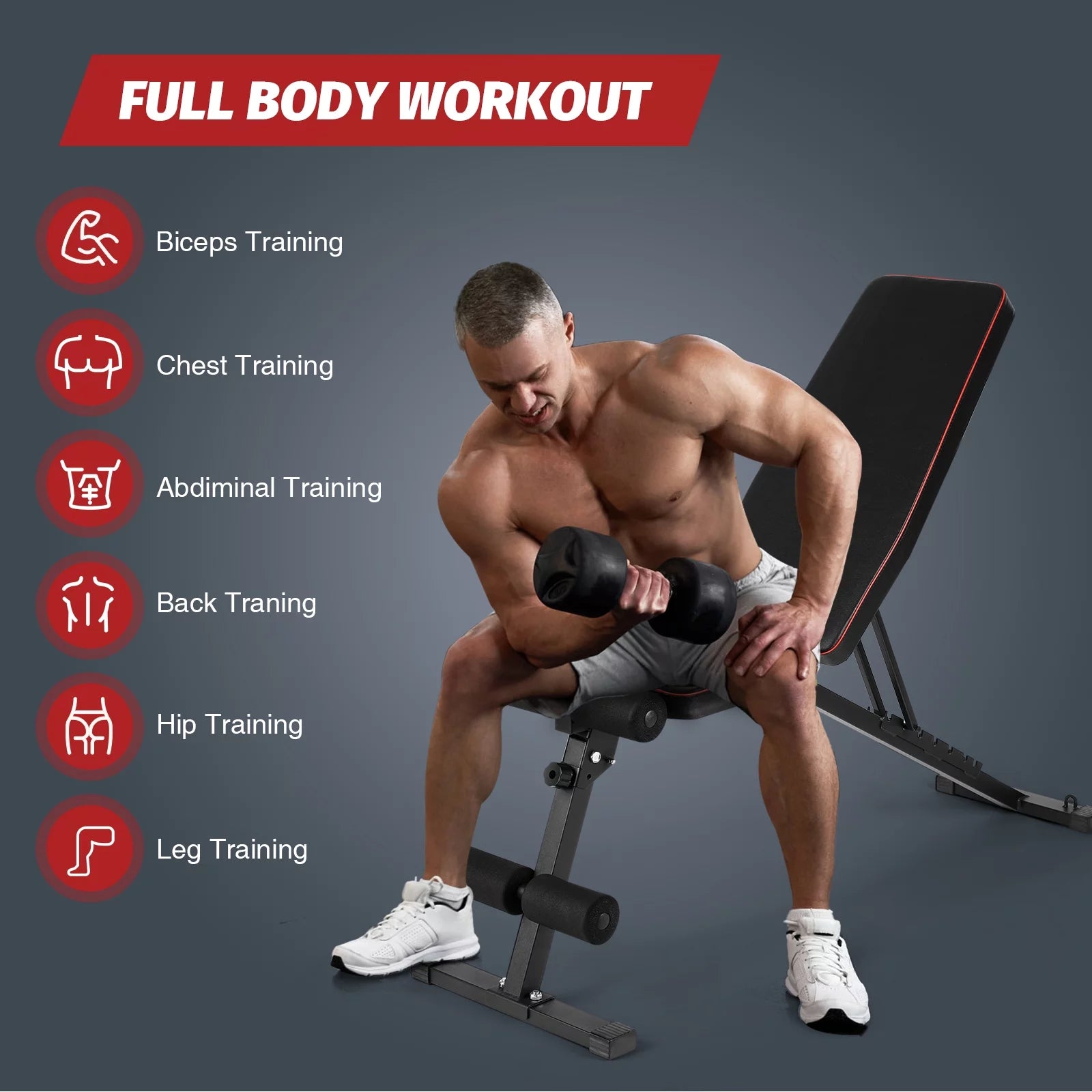 Adjustable Weight Bench for Full Body Workouts Exercise Training