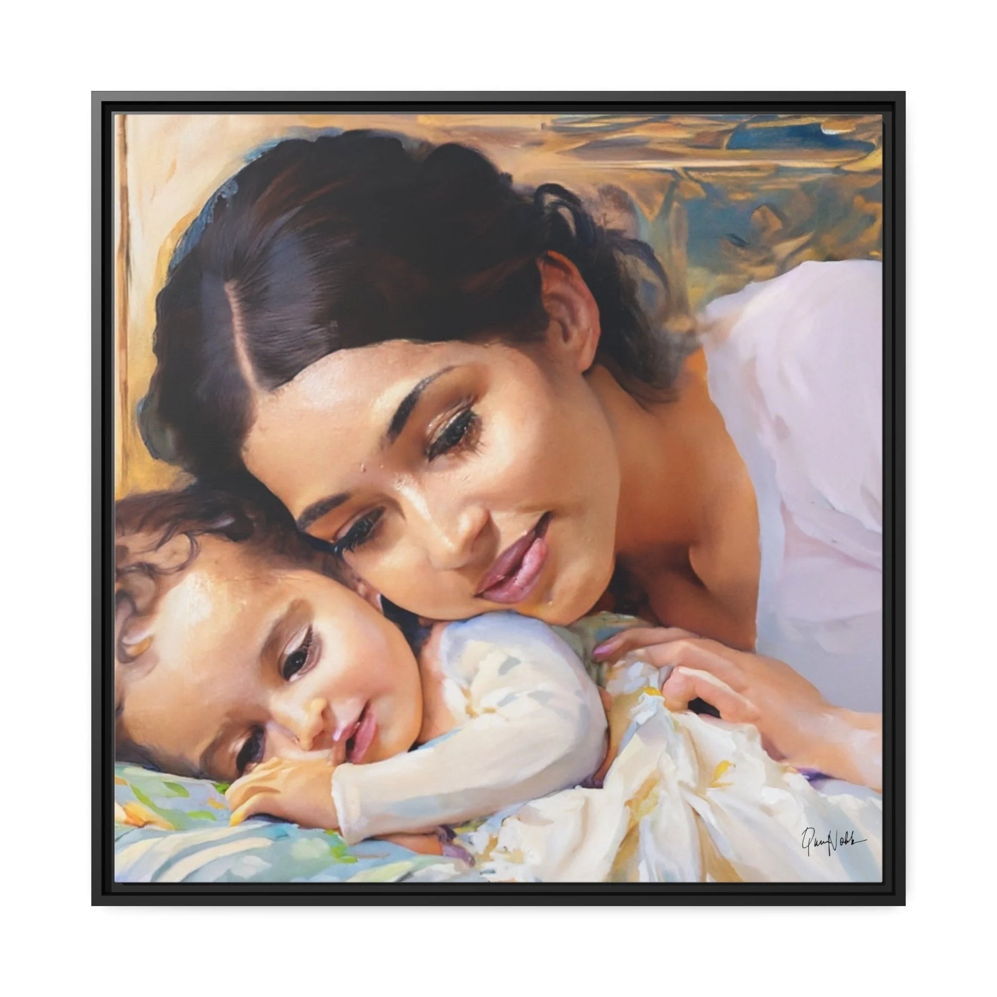 Framed Canvas Wall Art MOTHER and BABY - by Queennoble